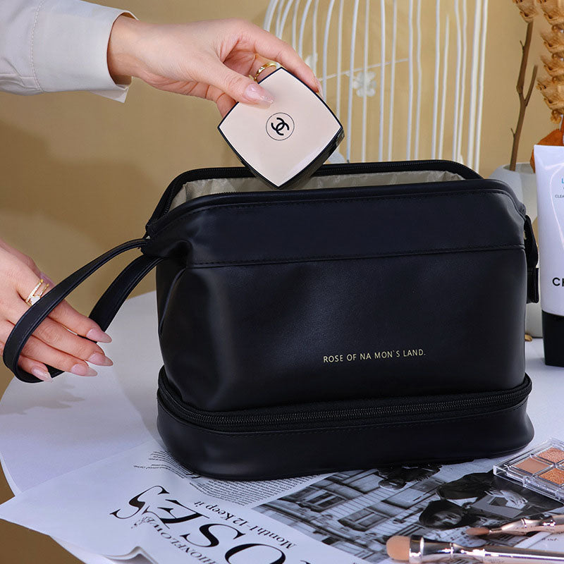 New PU Cloud Cosmetic Bag Women’s Portable Double-Layer Toiletries Bag – Large Capacity Travel Storage Box