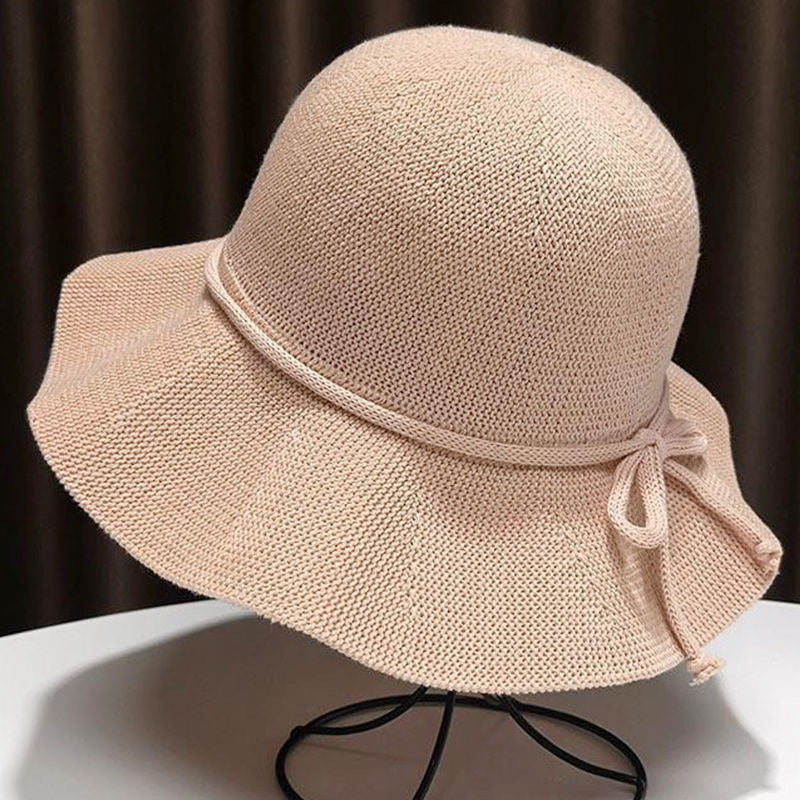 Foldable Wide-Brim Straw Hat with Bow – Summer Sun Protection
