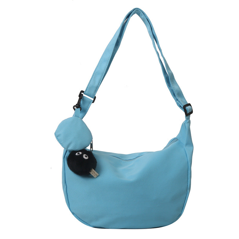 Canvas Messenger Tote Bag – Casual Large Capacity Shoulder Bag with Pendant