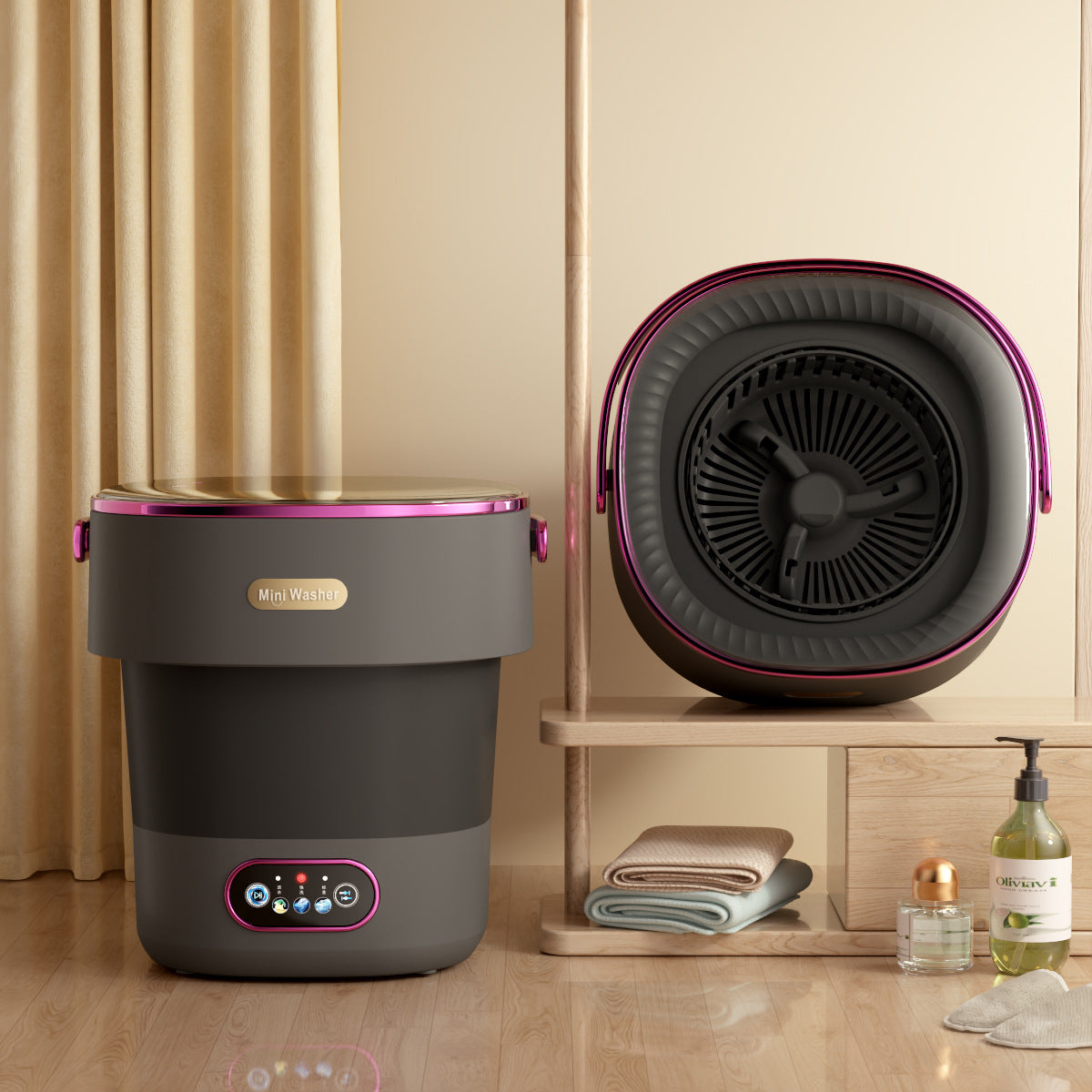 Folding Portable Washing Machine - Mini Washer for baby Clothes, Underwear & Travel