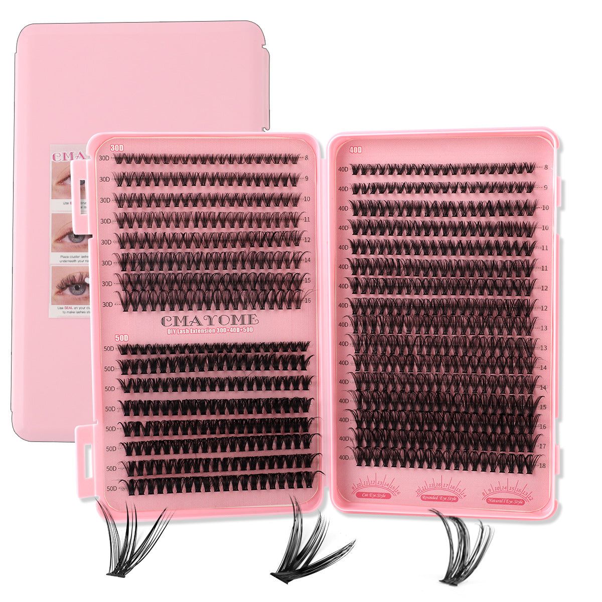 640 Clusters Eyelash Extension Kit – 3D/4D/10D/20D False Lashes Book