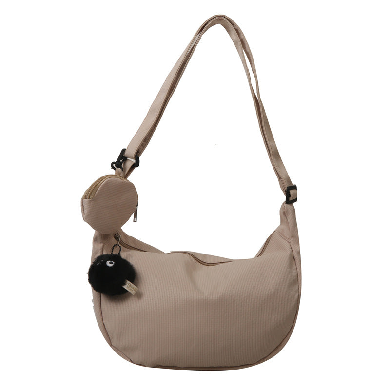 Canvas Messenger Tote Bag – Casual Large Capacity Shoulder Bag with Pendant