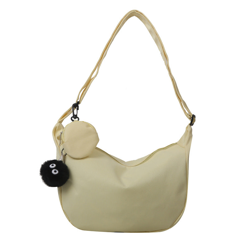 Canvas Messenger Tote Bag – Casual Large Capacity Shoulder Bag with Pendant