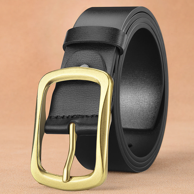 Men’s Classic Leather Belt with Antique Alloy Buckle – 120cm Adjustable