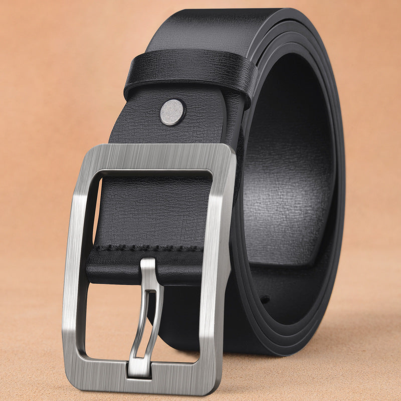 Men’s Classic Leather Belt with Antique Alloy Buckle – 120cm Adjustable