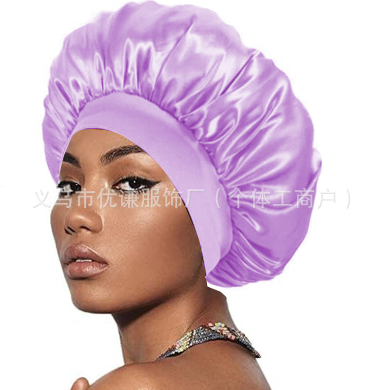 Satin Hair Care Bonnet – Elastic Nightcap for Sleeping & Shower
