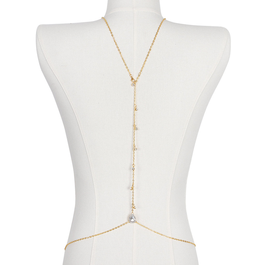 Luxury Back Chain Necklace – Elegant Bridal & Evening Body Jewelry
