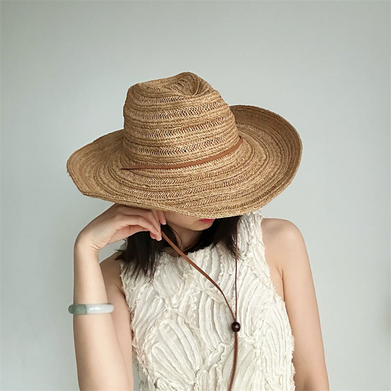 Elegant Wide-Brim Straw Panama Hat – Summer Sun Protection