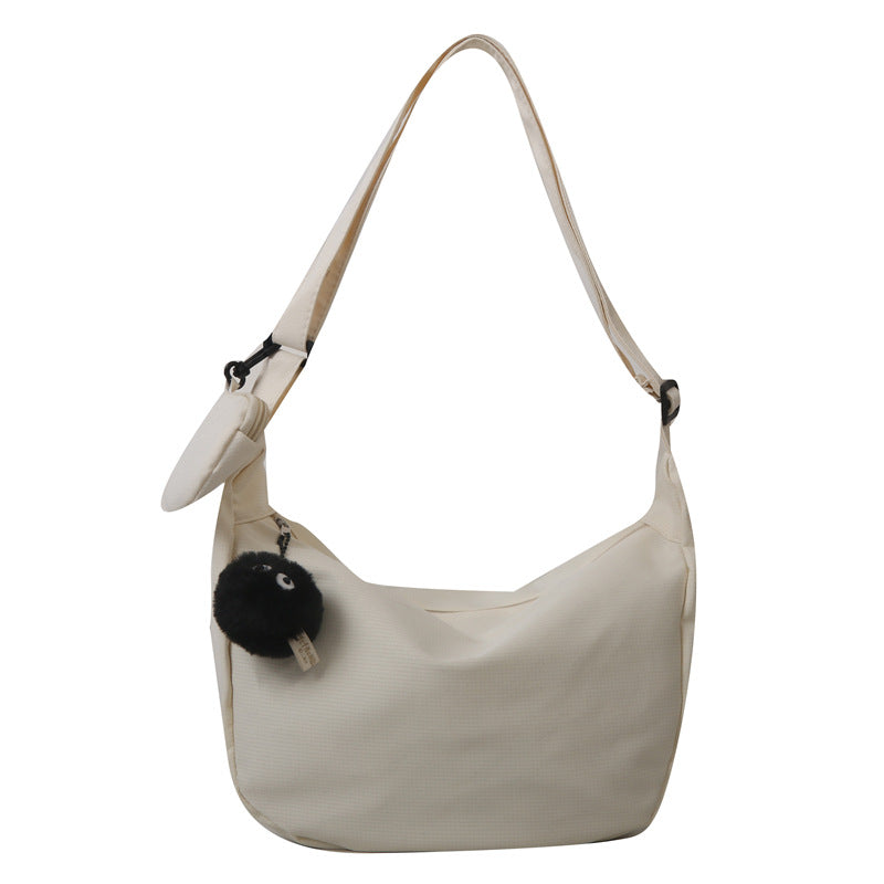 Canvas Messenger Tote Bag – Casual Large Capacity Shoulder Bag with Pendant