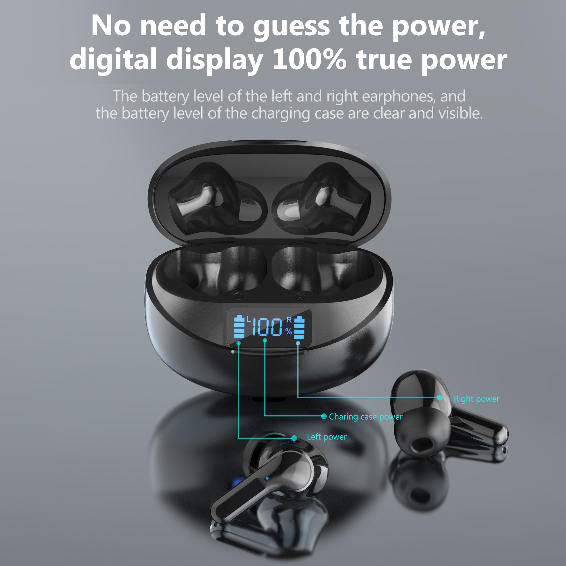 Wireless Bluetooth Earbuds with Charging Case & LED Display
