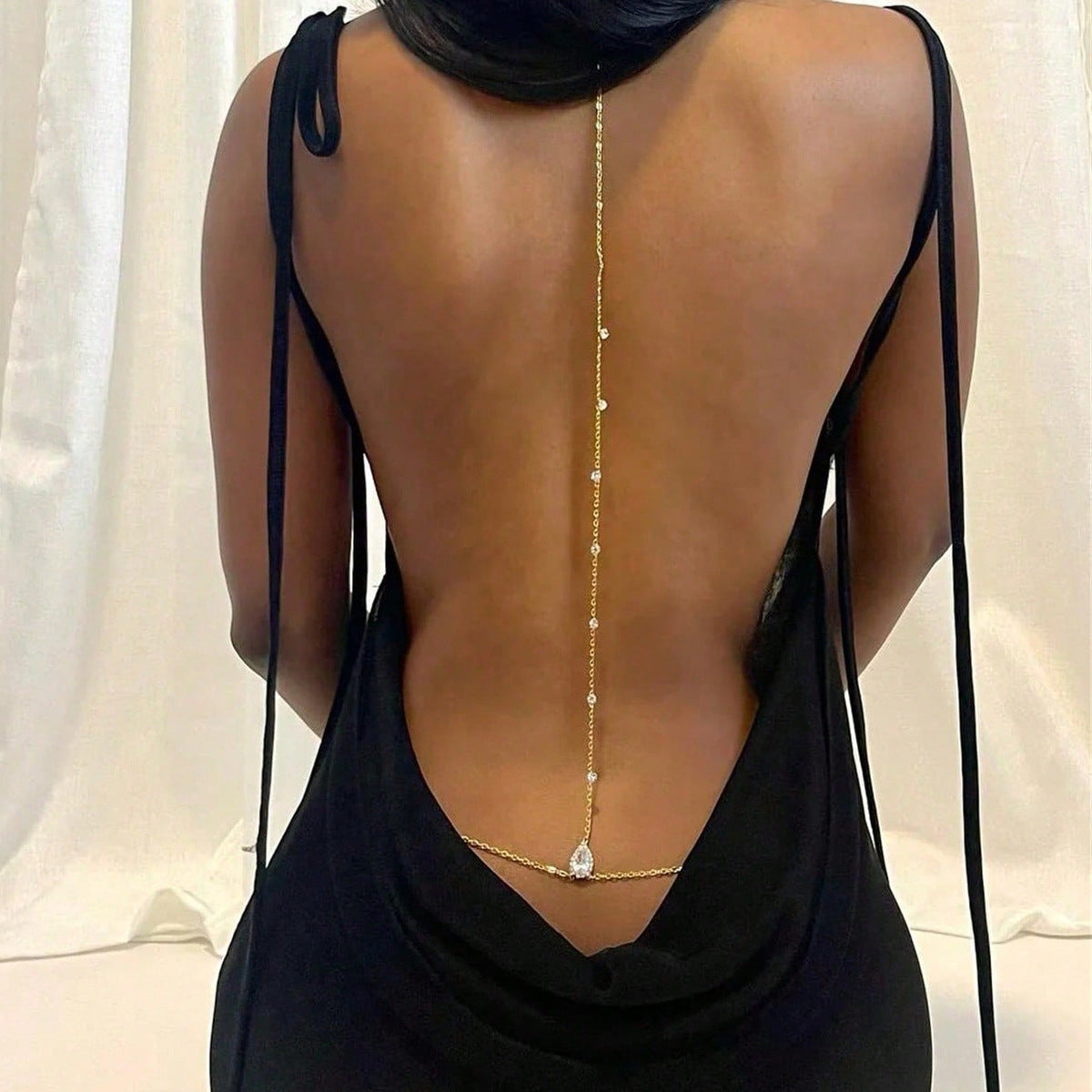 Luxury Back Chain Necklace – Elegant Bridal & Evening Body Jewelry
