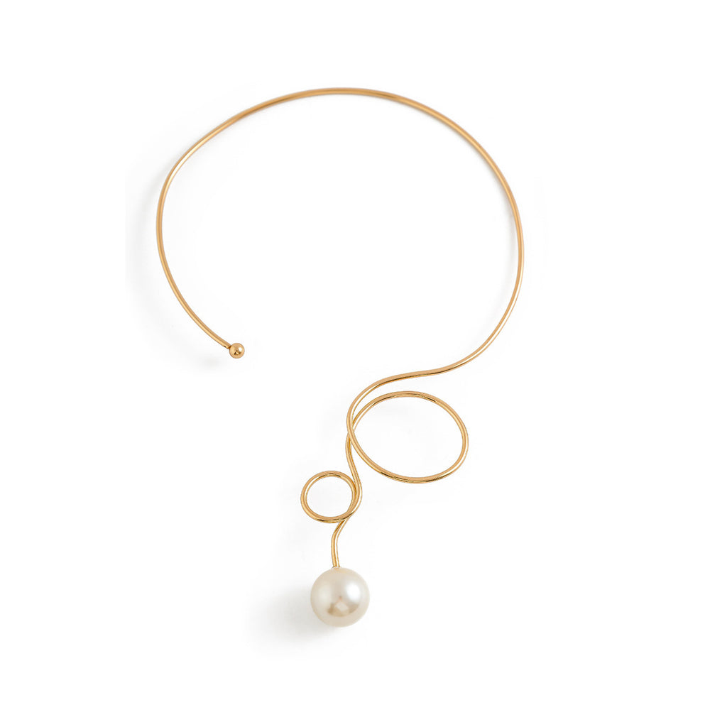 Bow Knot Pearl Metal Collar Necklace – Elegant Fashion Statement