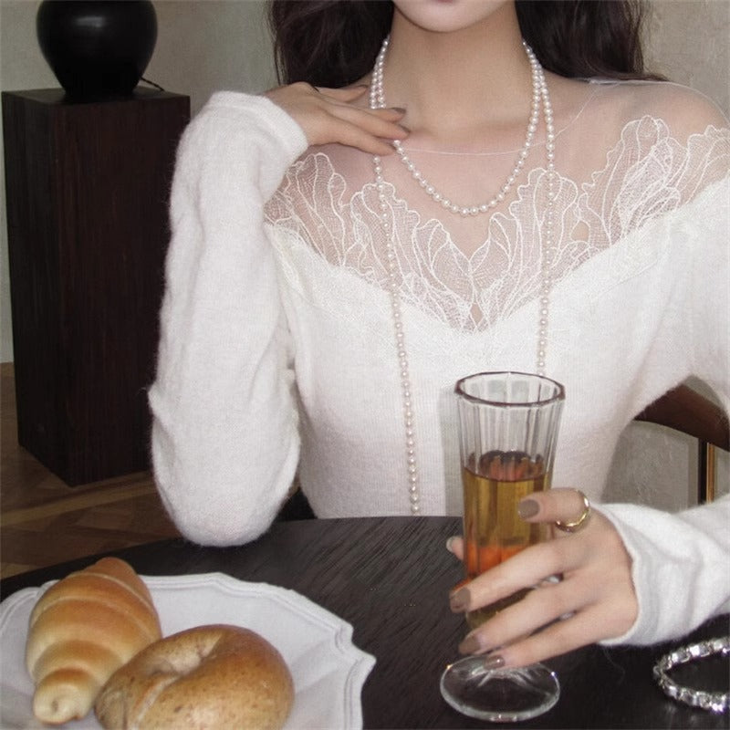Elegant Long Pearl Necklace – Timeless Double-Layer Retro Design