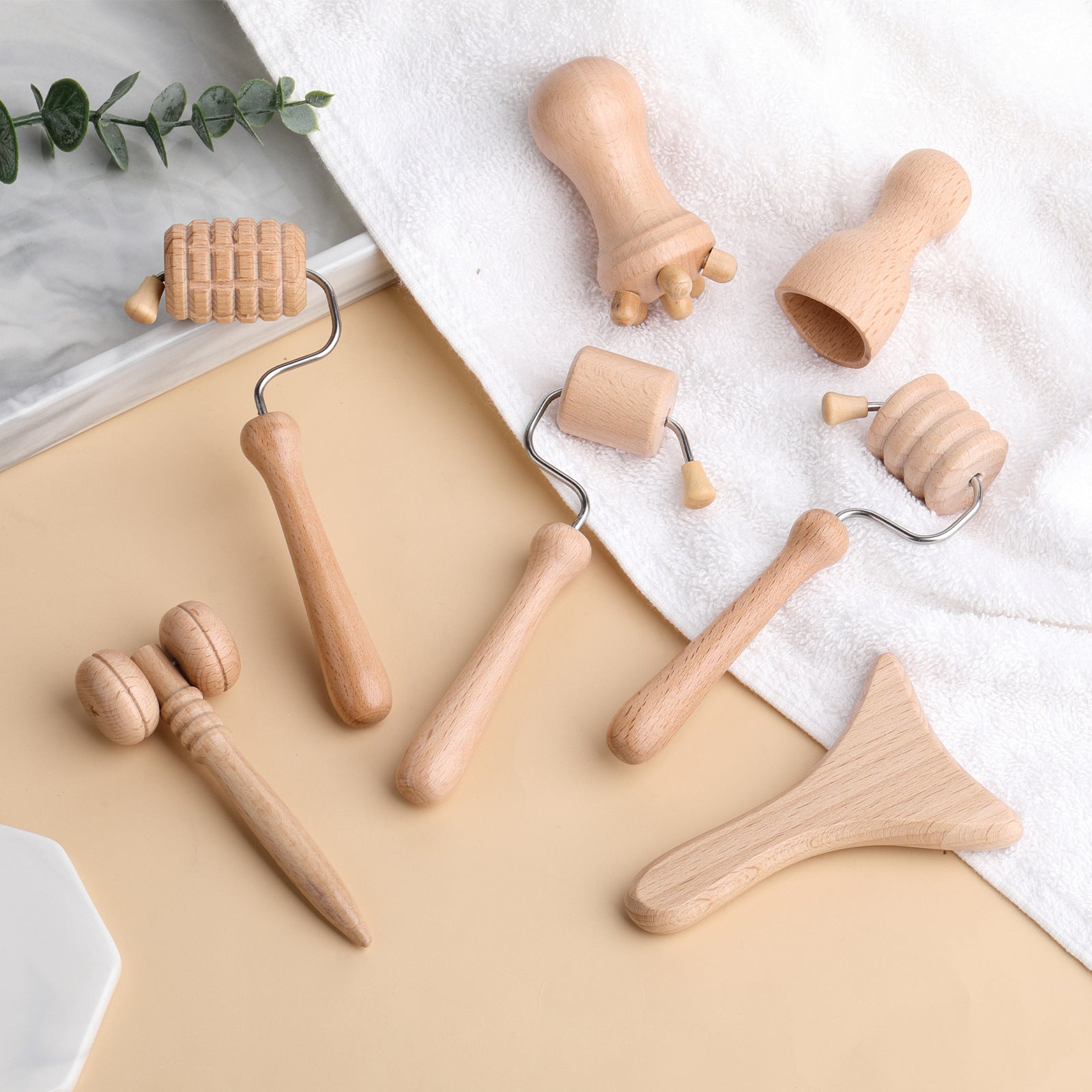 Wooden Facial & Body Massager Set – Meridian Therapy Rollers & Scraping Tools