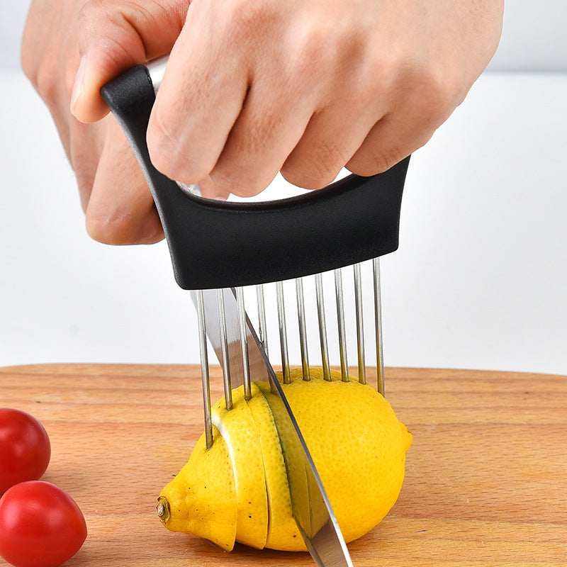 Stainless Steel Onion Holder – Slicer Guide & Vegetable Cutter Tool