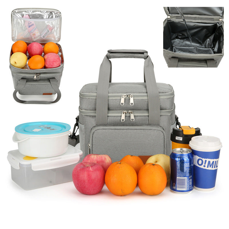 Thermal Insulated Lunch Bag – Large Capacity, Double-Layer Portable Cooler