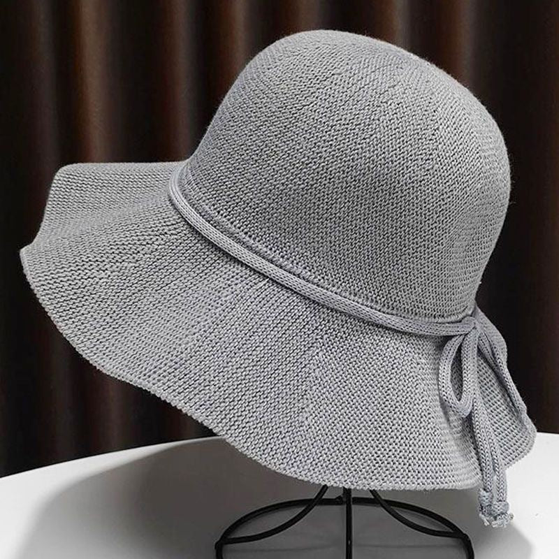 Foldable Wide-Brim Straw Hat with Bow – Summer Sun Protection
