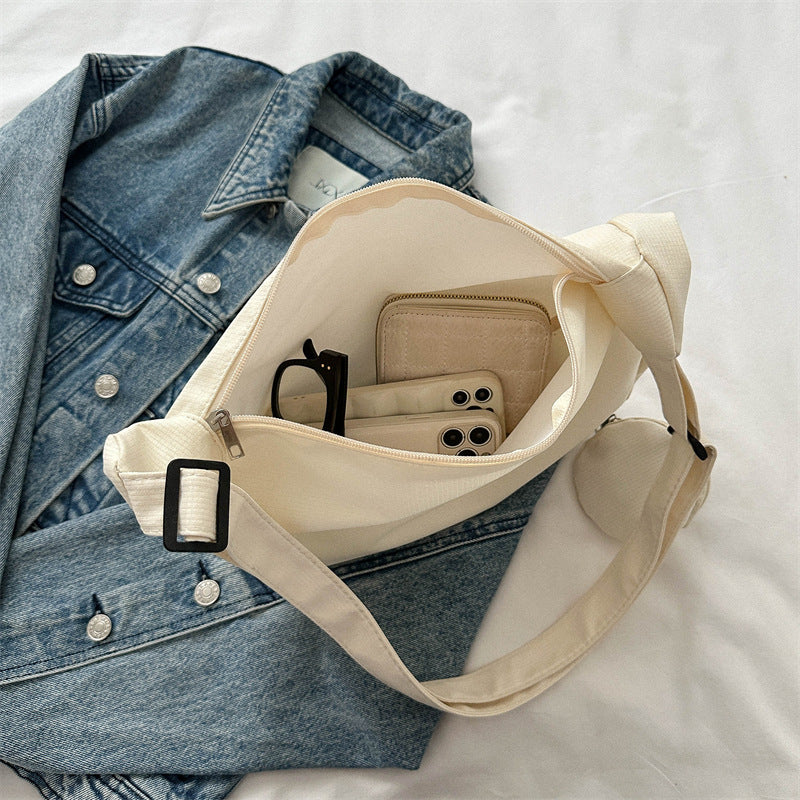 Canvas Messenger Tote Bag – Casual Large Capacity Shoulder Bag with Pendant
