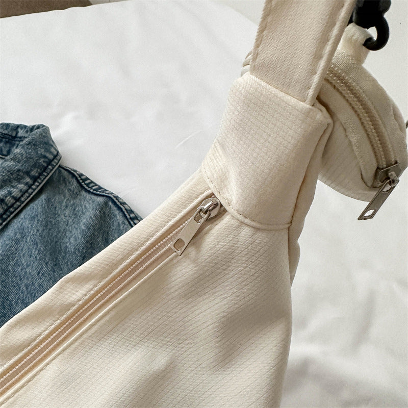 Canvas Messenger Tote Bag – Casual Large Capacity Shoulder Bag with Pendant