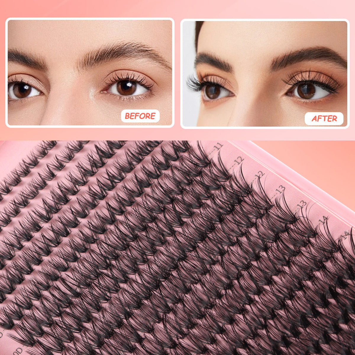 640 Clusters Eyelash Extension Kit – 3D/4D/10D/20D False Lashes Book