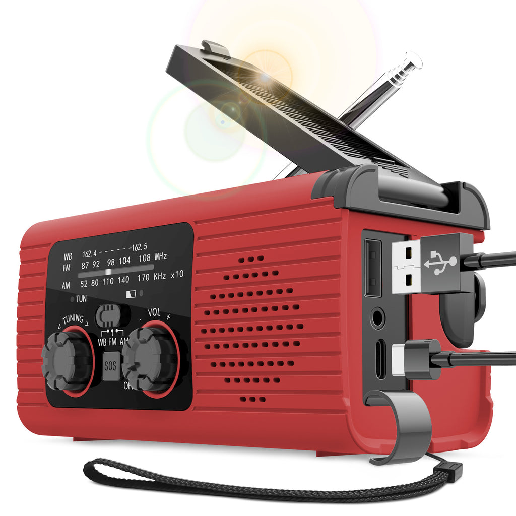 Solar Hand-Crank Emergency Radio with Phone Charger & LED Light