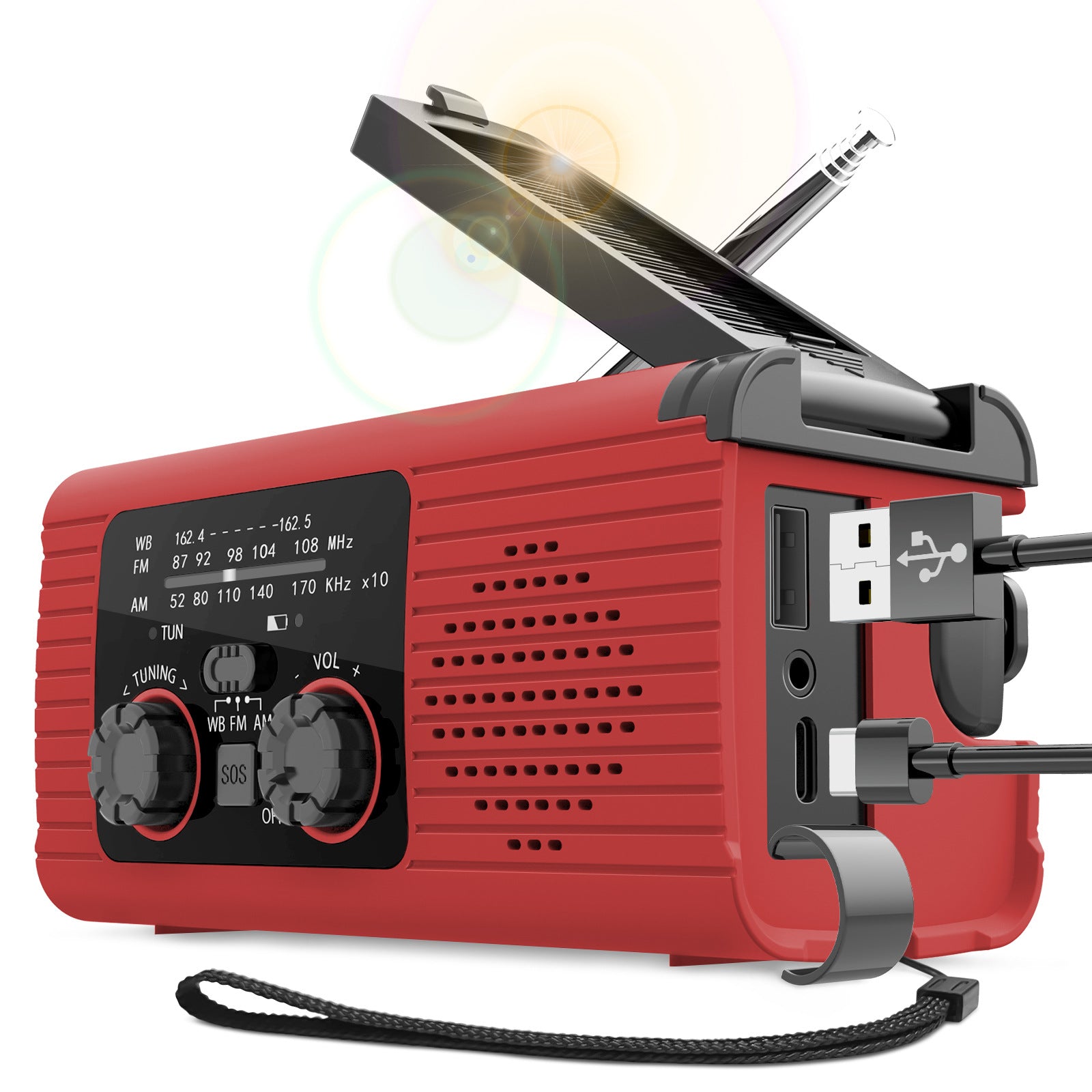 Solar Hand-Crank Emergency Radio with Phone Charger & LED Light