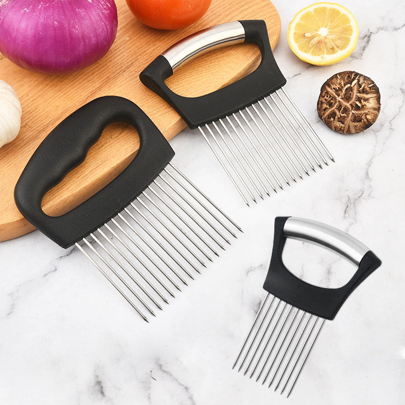 Stainless Steel Onion Holder – Slicer Guide & Vegetable Cutter Tool