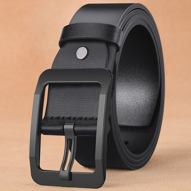 Men’s Classic Leather Belt with Antique Alloy Buckle – 120cm Adjustable