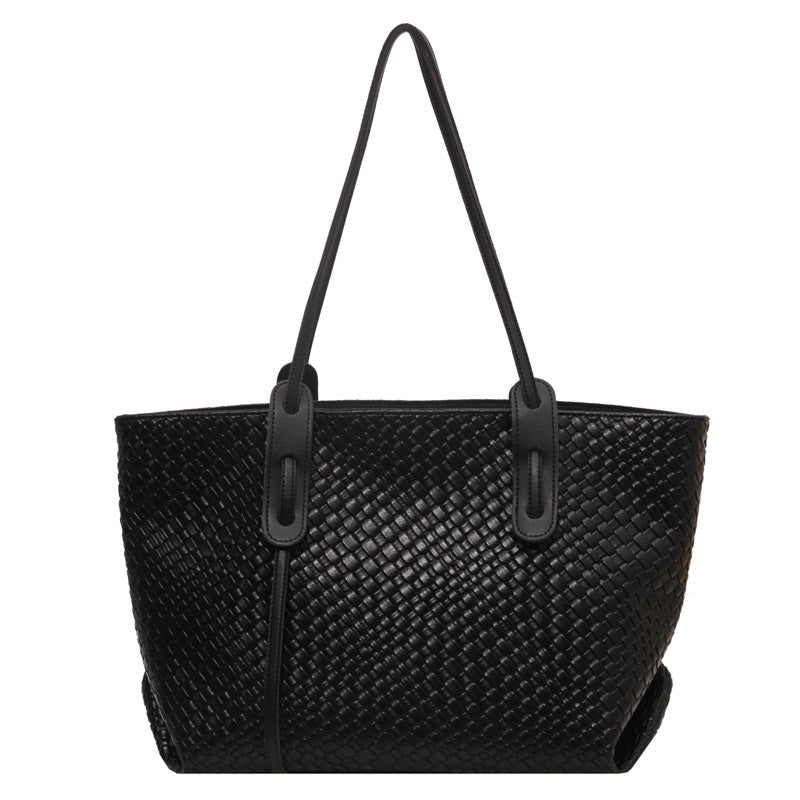 Large Capacity Woven Tote Bag – Retro Korean Style Shoulder Bag
