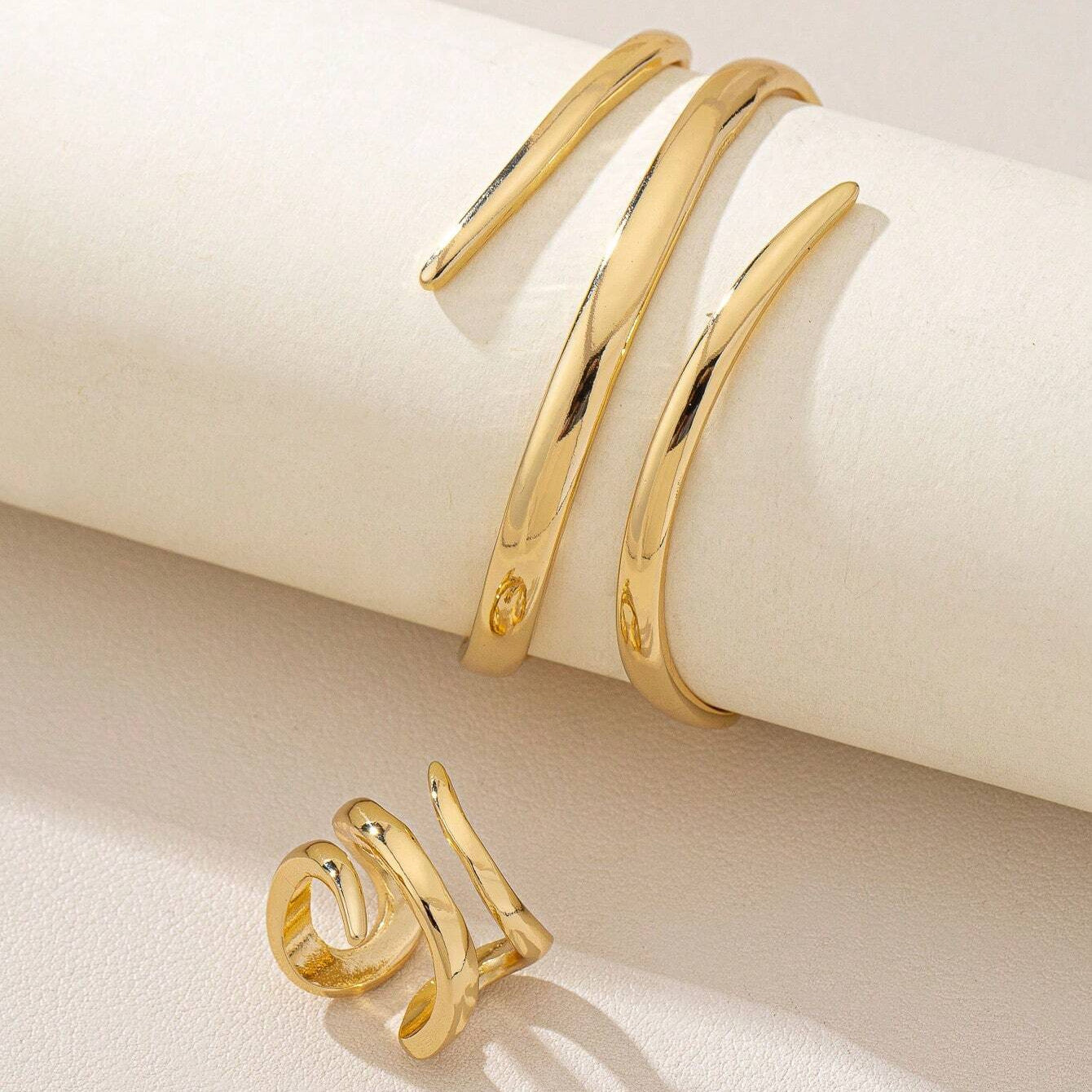 Elegant Water Drop Line Bracelet – Hollow Design, Adjustable Metal Jewelry (Gold/Silver)