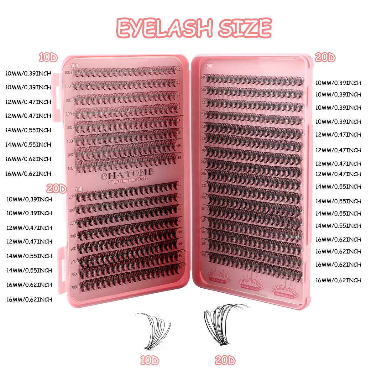 640 Clusters Eyelash Extension Kit – 3D/4D/10D/20D False Lashes Book