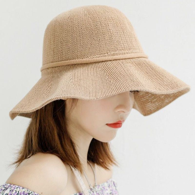 Foldable Wide-Brim Straw Hat with Bow – Summer Sun Protection