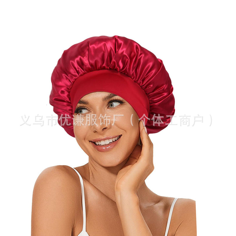 Satin Hair Care Bonnet – Elastic Nightcap for Sleeping & Shower