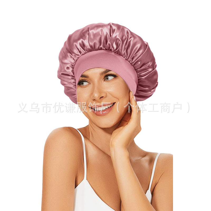 Satin Hair Care Bonnet – Elastic Nightcap for Sleeping & Shower