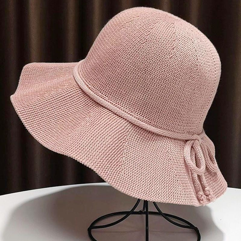 Foldable Wide-Brim Straw Hat with Bow – Summer Sun Protection