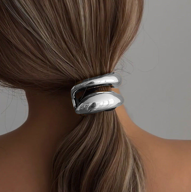 Elegant Ponytail Hair Ring – Metallic Bow & Flower Design