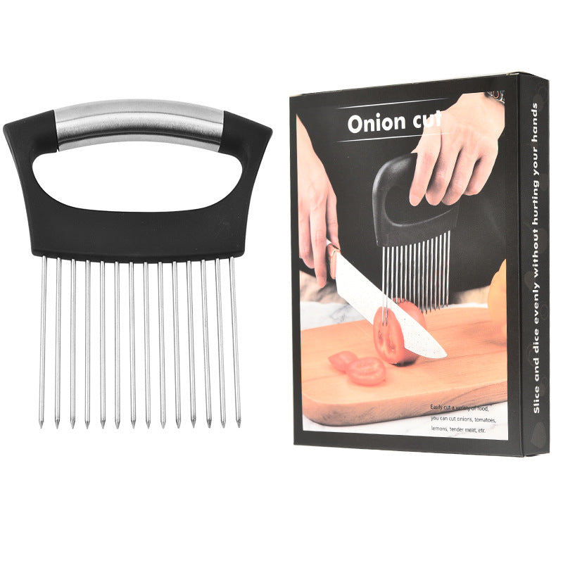 Stainless Steel Onion Holder – Slicer Guide & Vegetable Cutter Tool