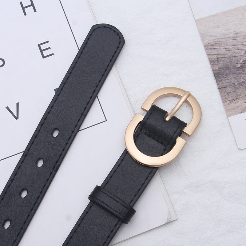 Women’s Minimalist Fashion Belt – Elegant Korean Style with Round Buckle