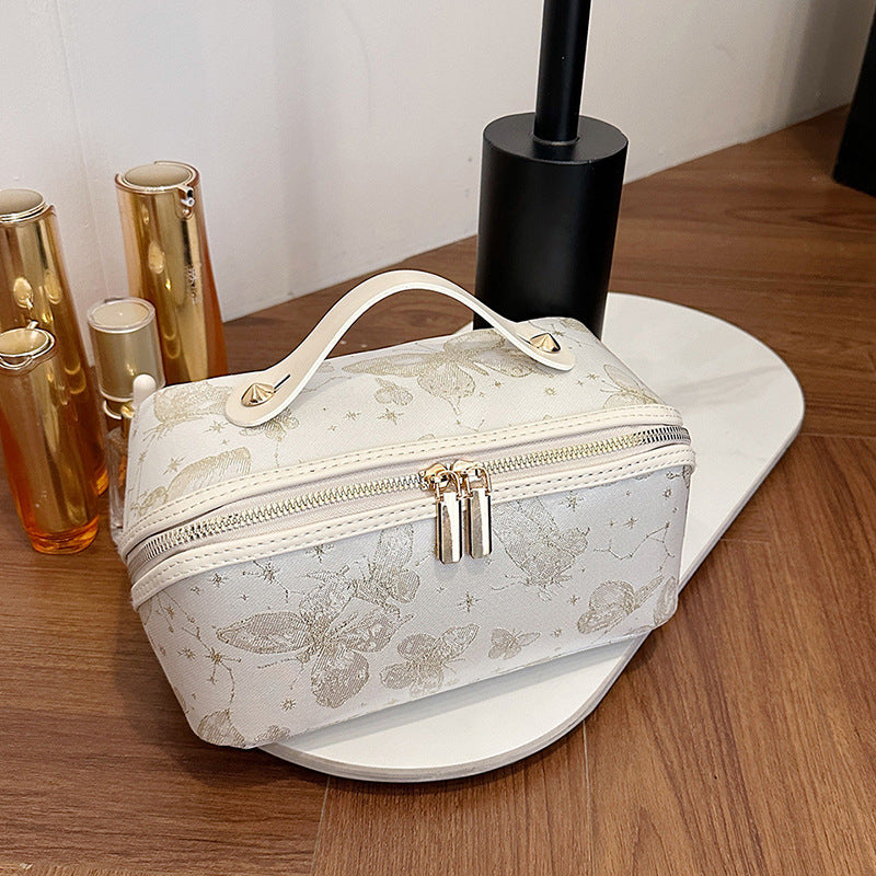Cross-border New Fashion Elegant Embroidered Cosmetic Bag – Women’s Portable Large Capacity Travel Wash Storage Bag