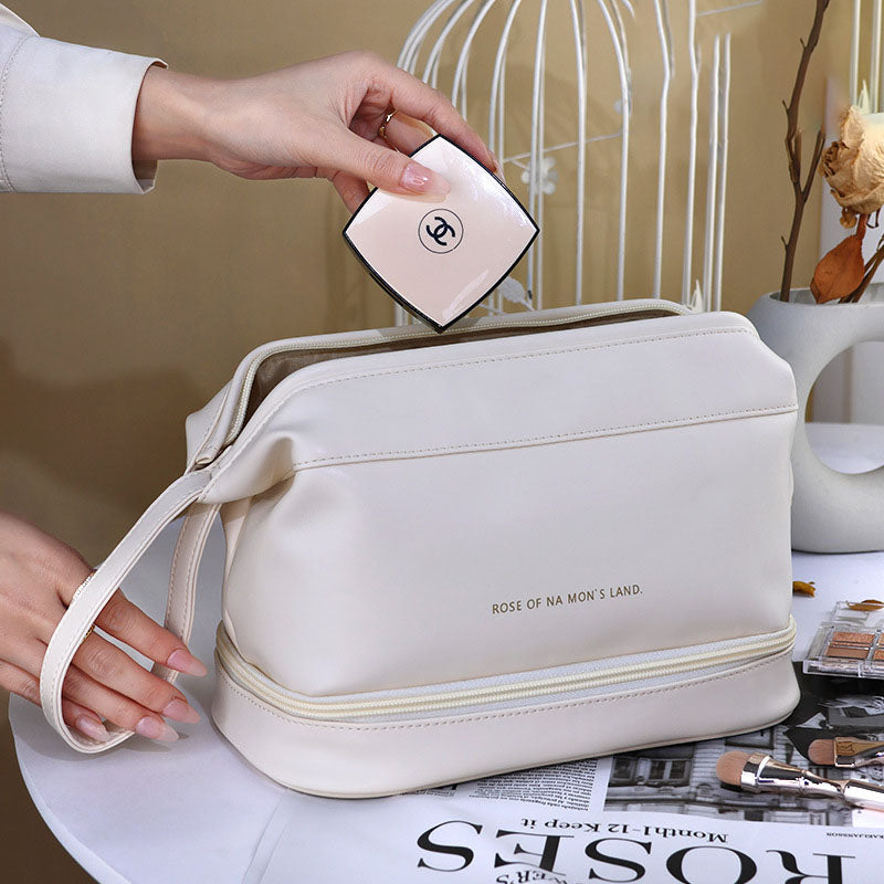 New PU Cloud Cosmetic Bag Women’s Portable Double-Layer Toiletries Bag – Large Capacity Travel Storage Box