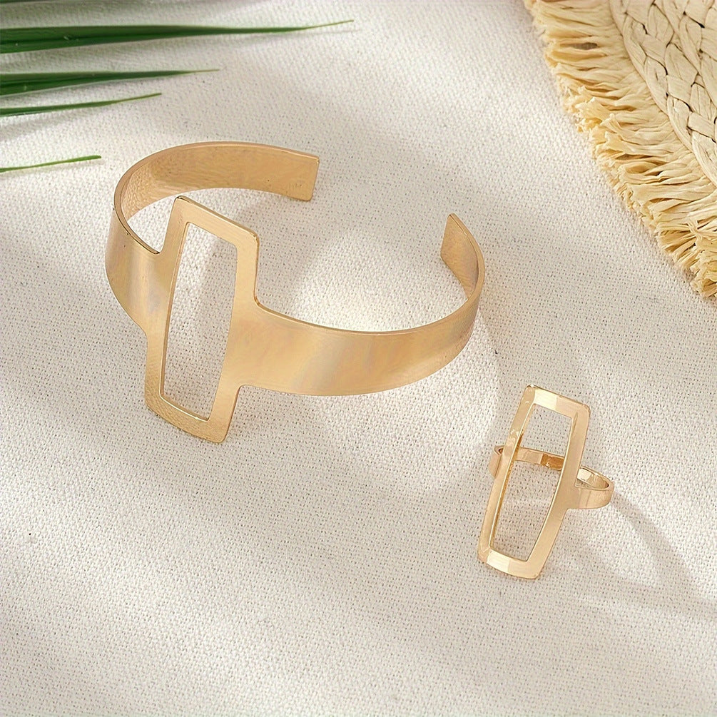 Elegant Water Drop Line Bracelet – Hollow Design, Adjustable Metal Jewelry (Gold/Silver)