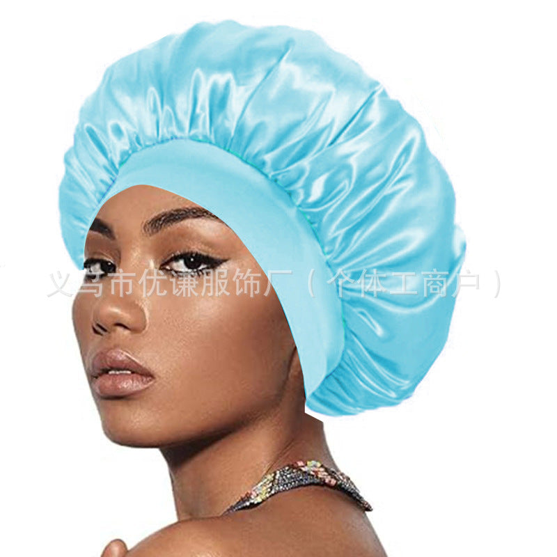 Satin Hair Care Bonnet – Elastic Nightcap for Sleeping & Shower