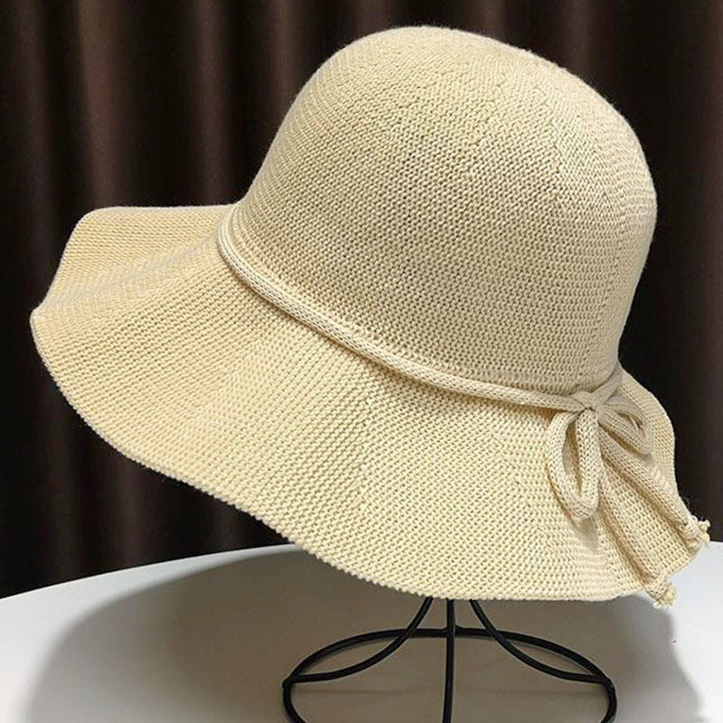 Foldable Wide-Brim Straw Hat with Bow – Summer Sun Protection