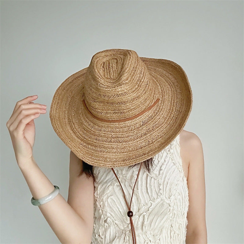 Elegant Wide-Brim Straw Panama Hat – Summer Sun Protection