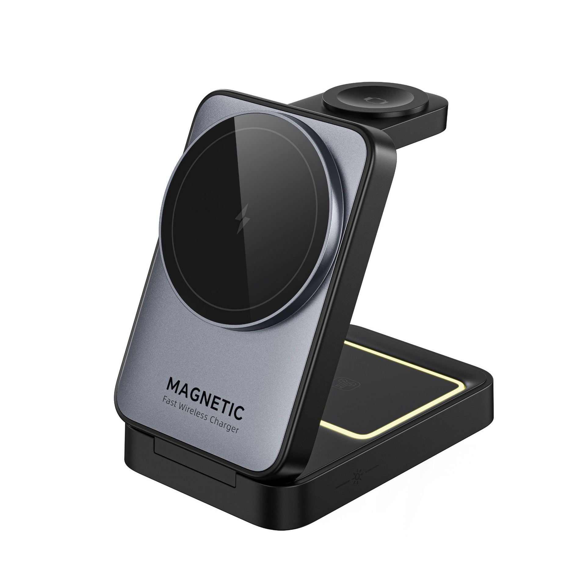 Magnetic 3-in-1 Wireless Fast Charging Stand – 15W Foldable Phone Holder